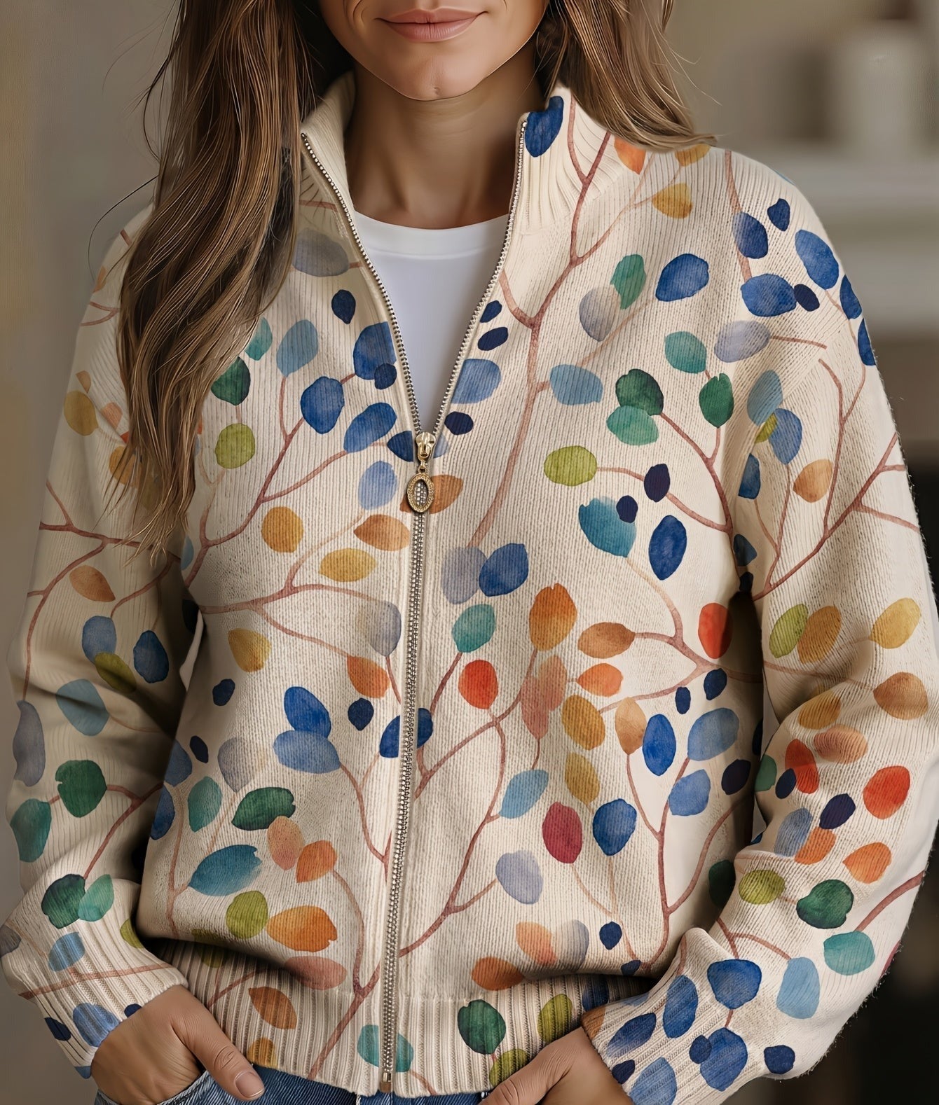 Women's Botanical Zip Cardigan