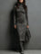 Women's Long Brown Midi Dress in Dark Gray