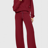 Women's Lightweight Casual Two-Piece Outfit in Burgundy