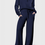 Women's Lightweight Casual Two-Piece Outfit in Navy Blue