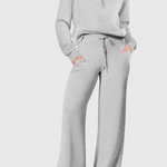 Women's Lightweight Casual Two-Piece Outfit in Light Gray