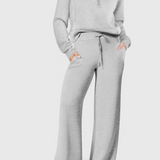 Women's Lightweight Casual Two-Piece Outfit in Light Gray