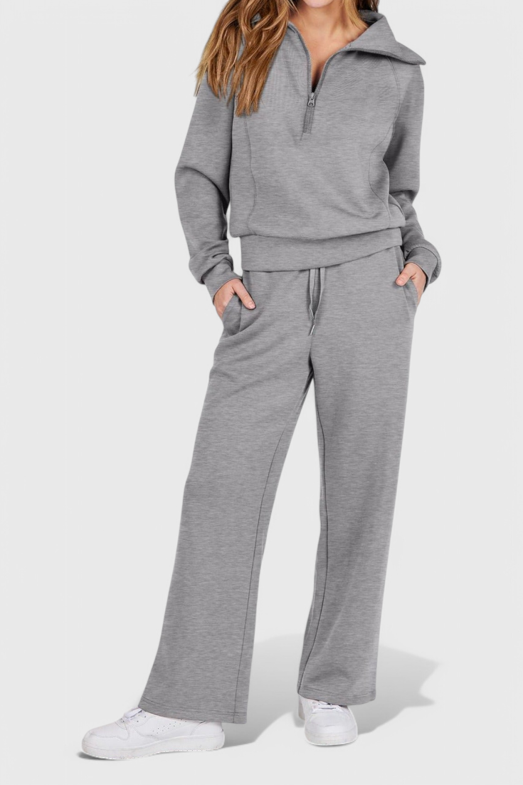 Women's Lightweight Casual Two-Piece Outfit in Gray