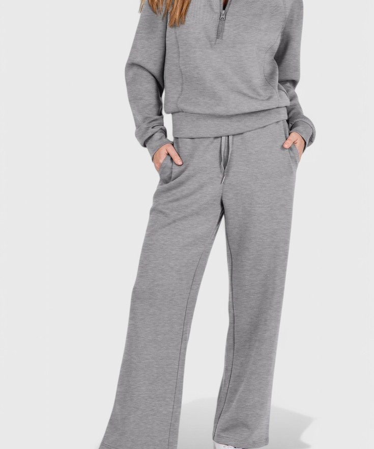 Women's Lightweight Casual Two-Piece Outfit in Gray