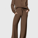 Women's Lightweight Casual Two-Piece Outfit in Brown / Coffee