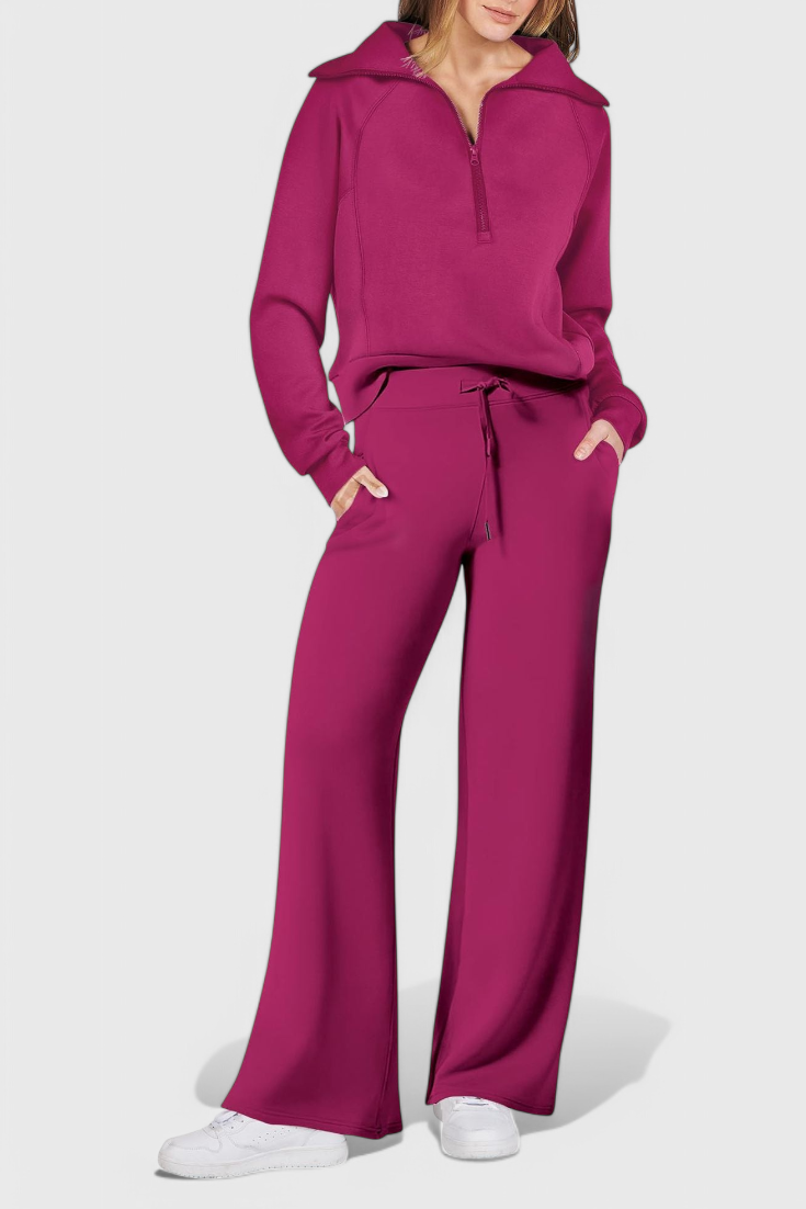Women's Lightweight Casual Two-Piece Outfit in Pink