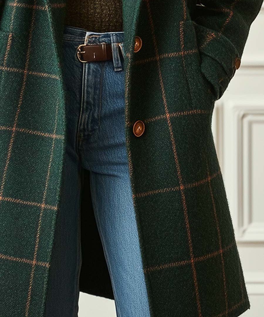 Women's Plaid Wool-Blend Lapel Coat, photo 2