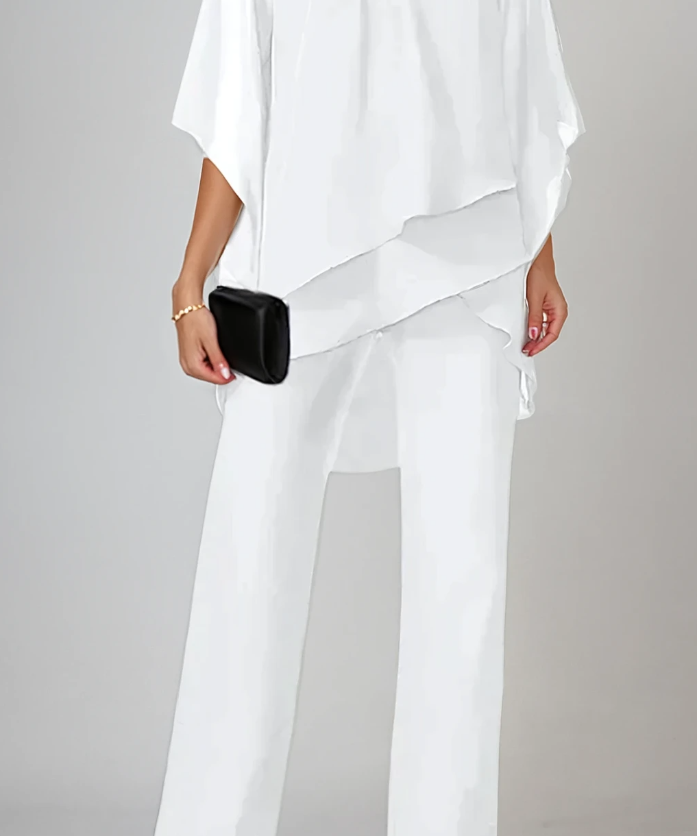 Women's Two-Piece Layered Set in White