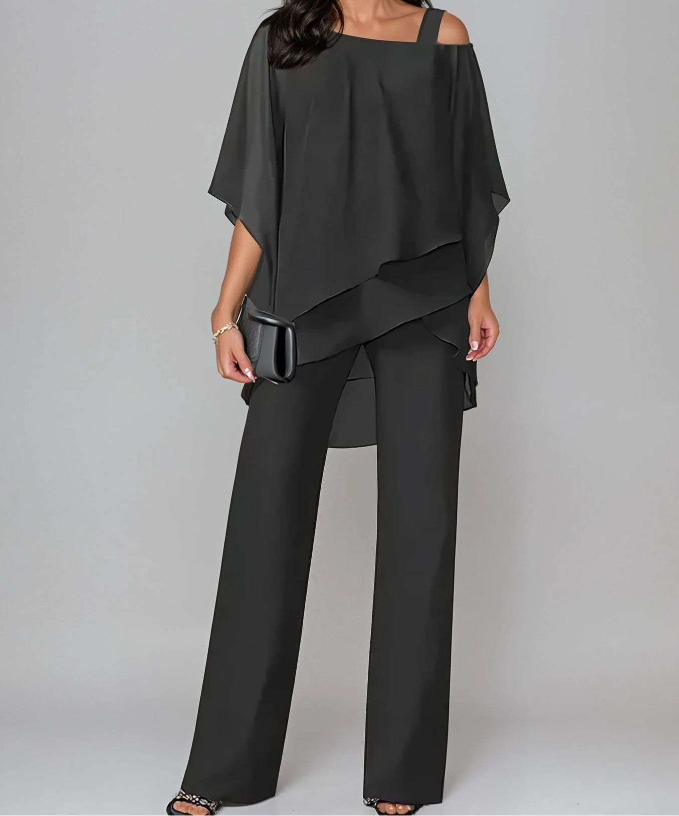 Women's Two-Piece Layered Set in Black