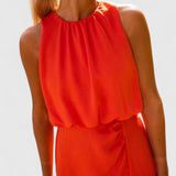 Theonae Comfortable Midi Dress in Orange