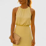 Theonae Comfortable Midi Dress in Yellow