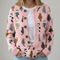 Women's Cozy Cat-Pattern Cardigan in Pink