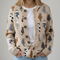 Women's Cozy Cat-Pattern Cardigan in Beige