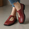 Women's Cut-Out Square-Toe Mary Jane Flats in Red