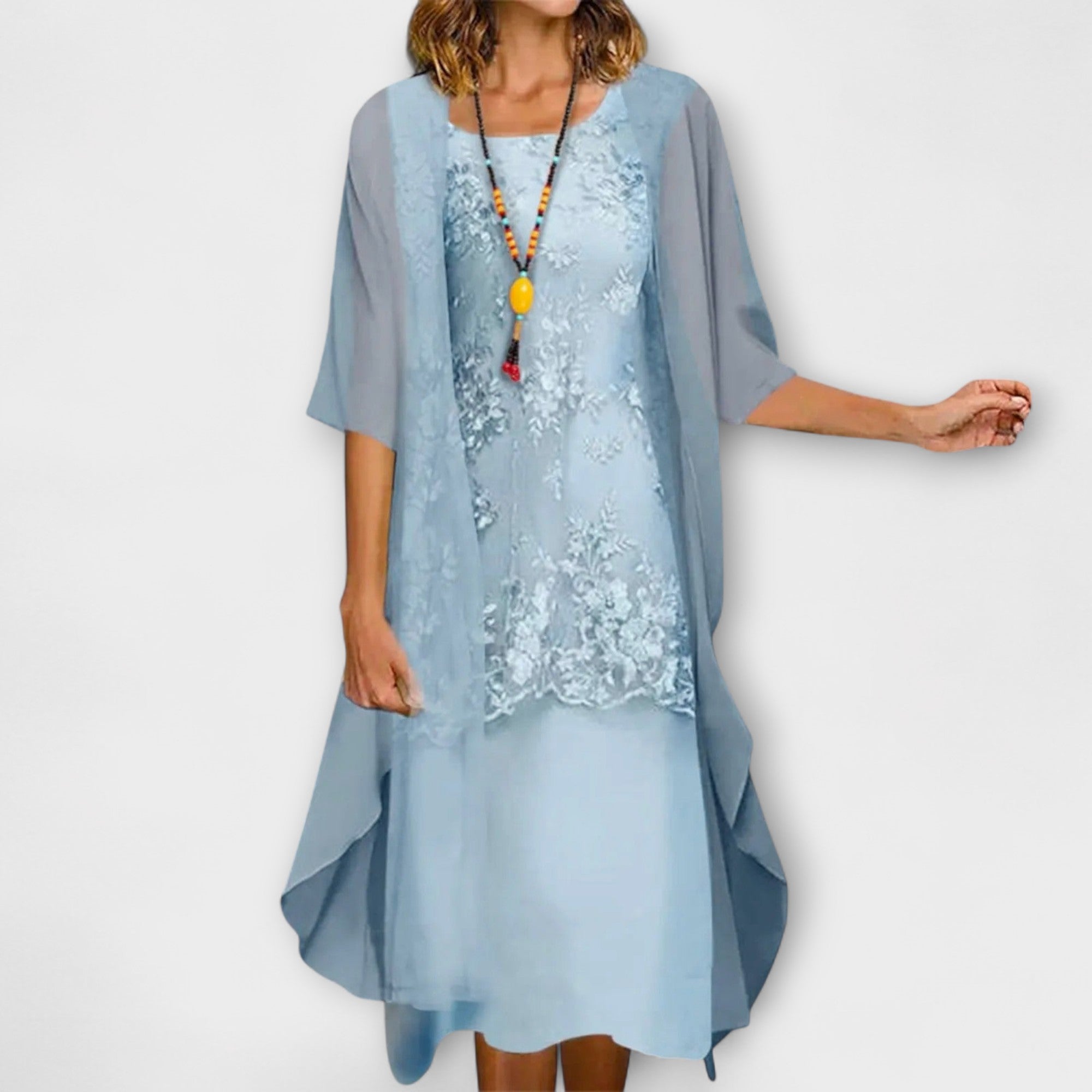 Penliah Elegant Midi Dress in Sky Blue
