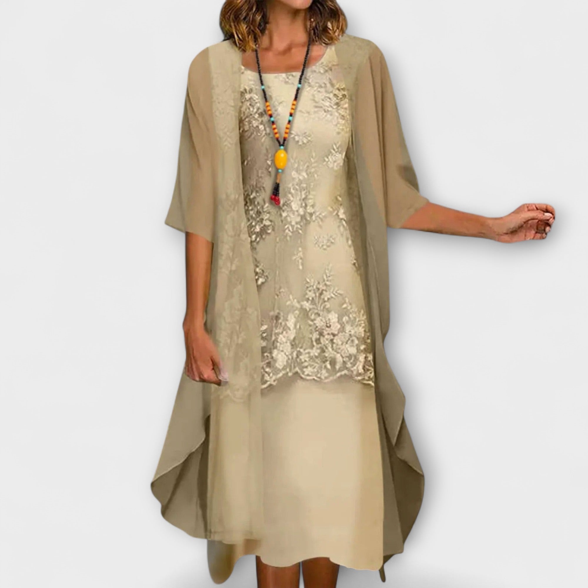 Penliah Elegant Midi Dress in Yellow