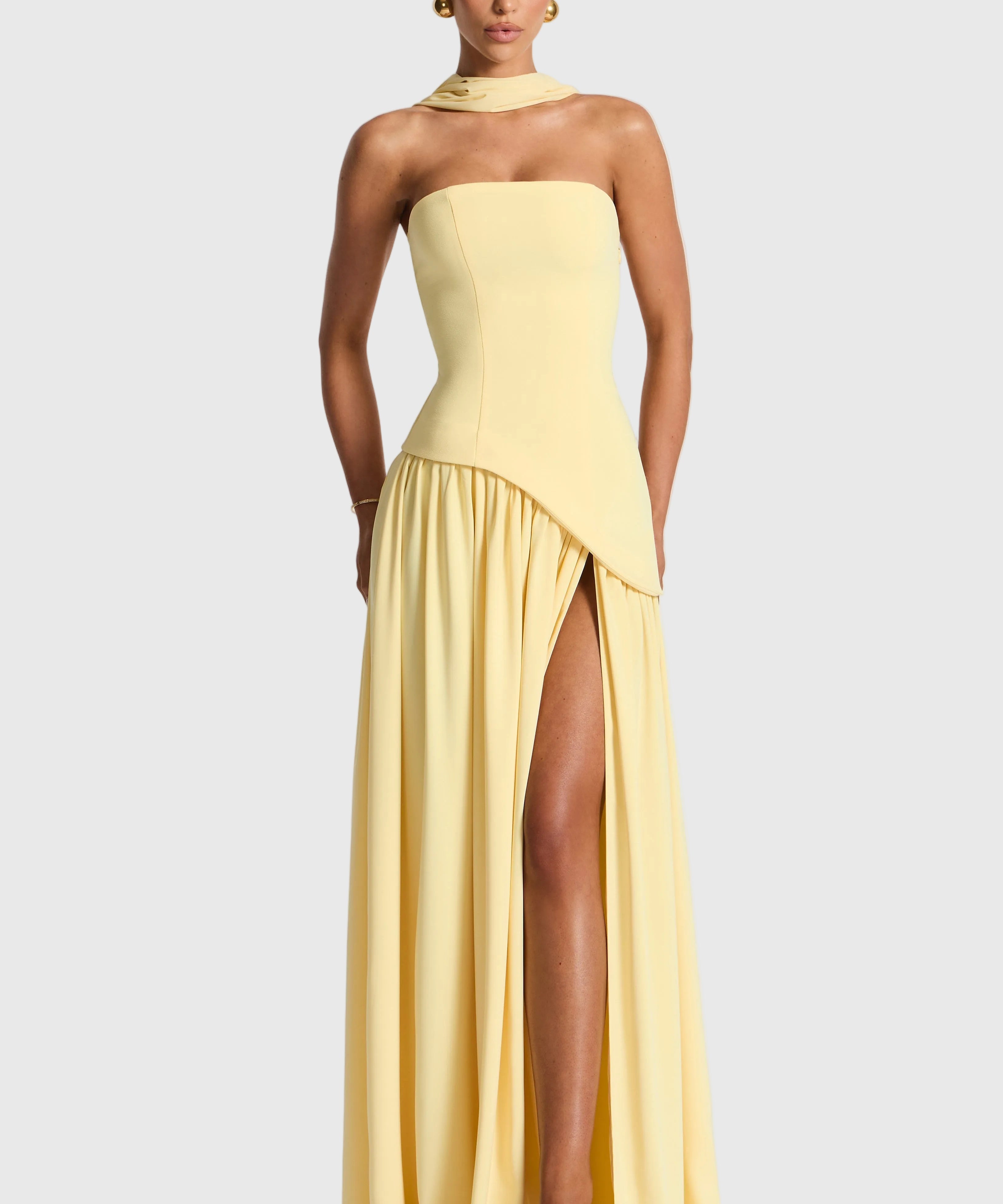 Marisela Sophisticated Maxi Dress in Lemon