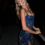 Women's Midnight Blue Beaded Mini Dress, photo 6