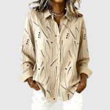 Women's Relaxed Artistic Print Blouse in Khaki
