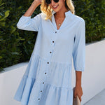 Women's Flowy Day Midi Dress in Blue