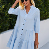 Women's Flowy Day Midi Dress in Blue