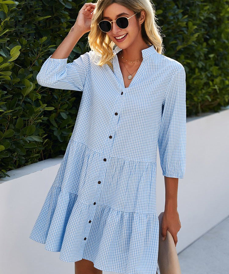 Women's Flowy Day Midi Dress in Blue