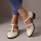 Women's Leather Brogue T-Strap Mary Janes in White