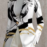 Women's Black and Gold Abstract Blazer, photo 2