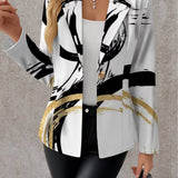 Women's Black and Gold Abstract Blazer, photo 3