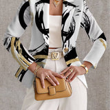 Women's Black and Gold Abstract Blazer