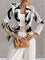 Women's Black and Gold Abstract Blazer