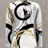 Women's Black and Gold Abstract Blazer, photo 4