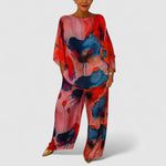 Monica Elegant Two-Piece Set in Pink Red