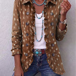 Women's Bohemian Animal-Print Ruffled Jacket in Brown