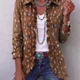 Women's Bohemian Animal-Print Ruffled Jacket in Brown