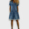 Clara Vintage Denim-Look Romper in Blue