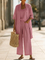 Effortless Linen-Cotton Three-Piece Set in Rose