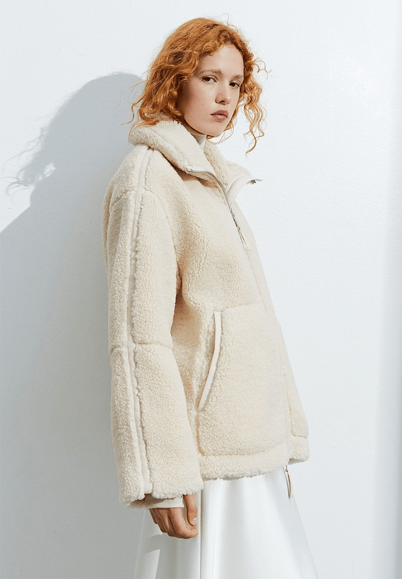 Oversized Teddy Jacket with Stand Collar, photo 2