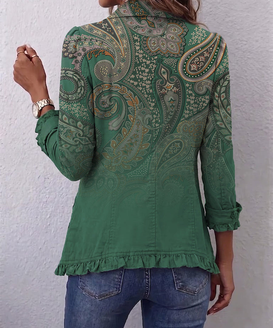 Women's Bohemian Paisley Print Ruffled Jacket, photo 2