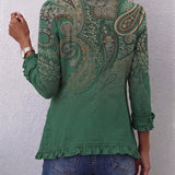 Women's Bohemian Paisley Print Ruffled Jacket, photo 2