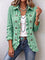 Women's Gingham Ruffled Button-Down Jacket in Green