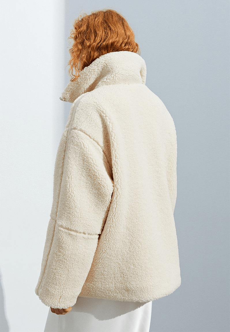 Oversized Teddy Jacket with Stand Collar, photo 3