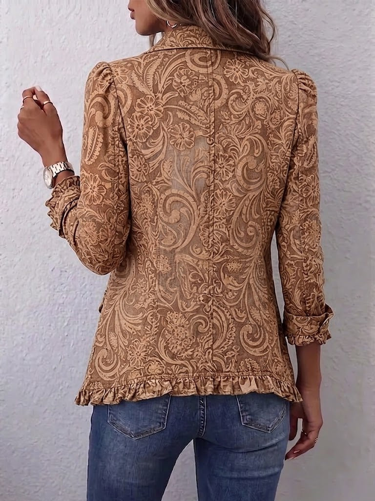 Vintage Bohemian Floral Print Ruffled Jacket, photo 2
