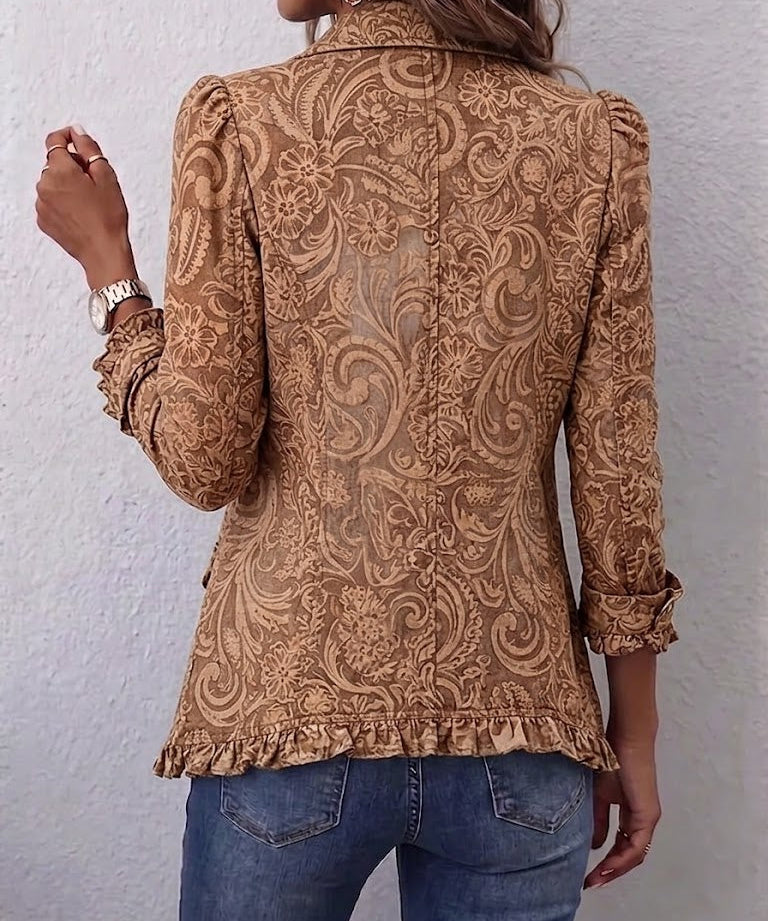 Vintage Bohemian Floral Print Ruffled Jacket, photo 2
