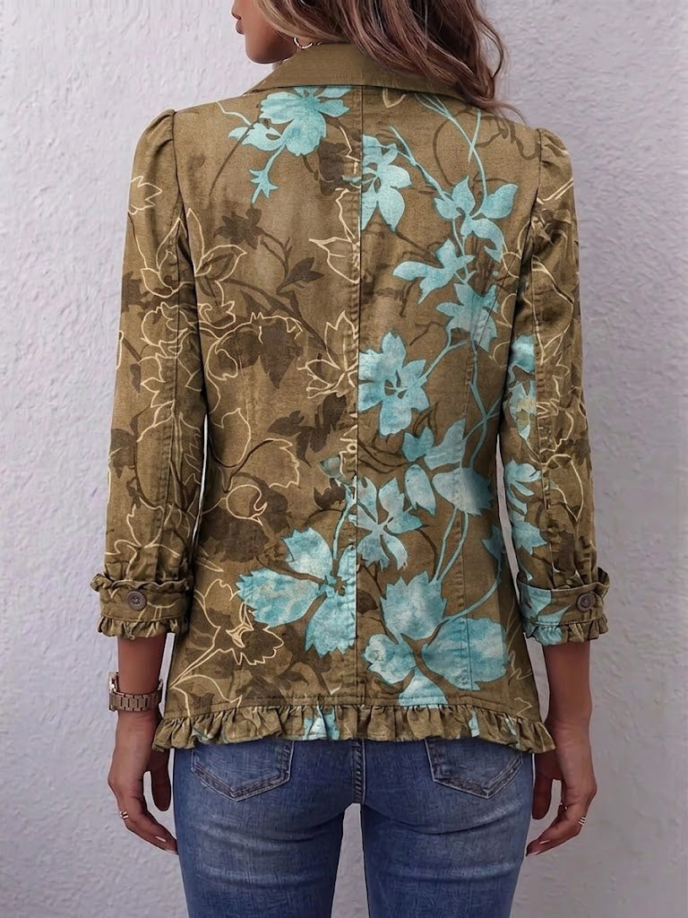 Boho Gradient Vintage Floral Ruffle Jacket, photo 2