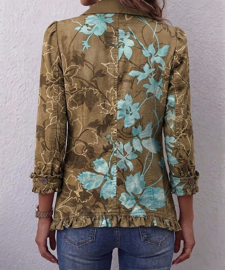 Boho Gradient Vintage Floral Ruffle Jacket, photo 2