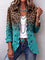 Elspeth Leopard Ombre Ruffle Blazer Jacket in Turquoise