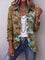Boho Gradient Vintage Floral Ruffle Jacket in Olive & Turquoise Floral