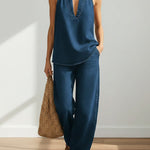 Women's Two-Piece Denim Set in Blue