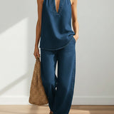 Women's Two-Piece Denim Set in Blue